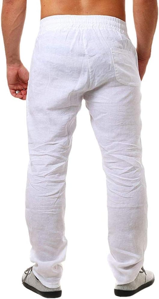 Thumbnail 1 de Runcati Herren Leinenhose Einfarbig Lang Leinenhose Sommerhose mit Kordelzug