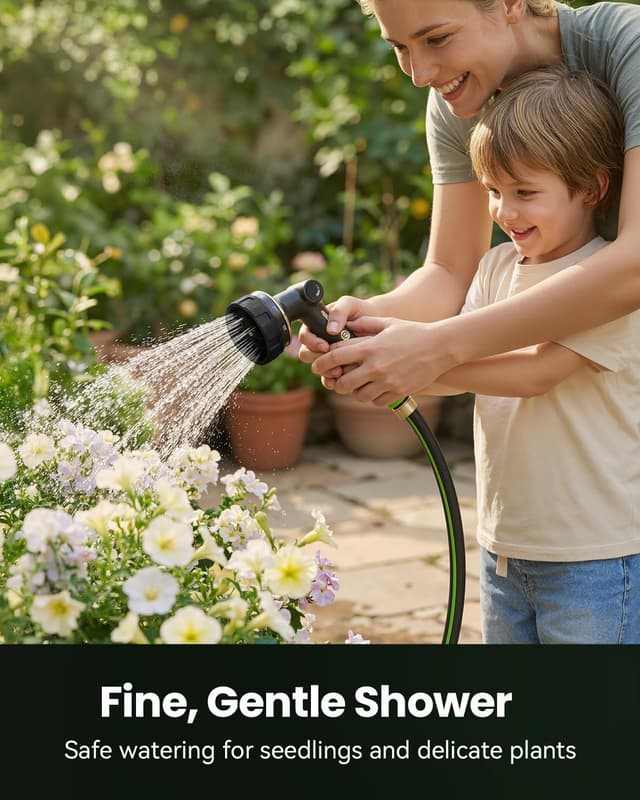 Detalle de RAINPOINT Hose Pipe Spray Gun with Thumb Flow Control – 10 Spray Patterns, Heavy-Duty Metal Nozzle