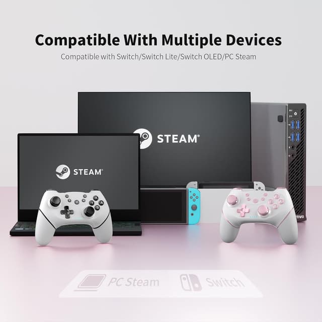 Detalle de AceGamer 2pcs Wireless Controller for Switch 2 / Switch / Switch Lite / OLED with Turbo, Dual Vibration, Screenshot & Wake-up