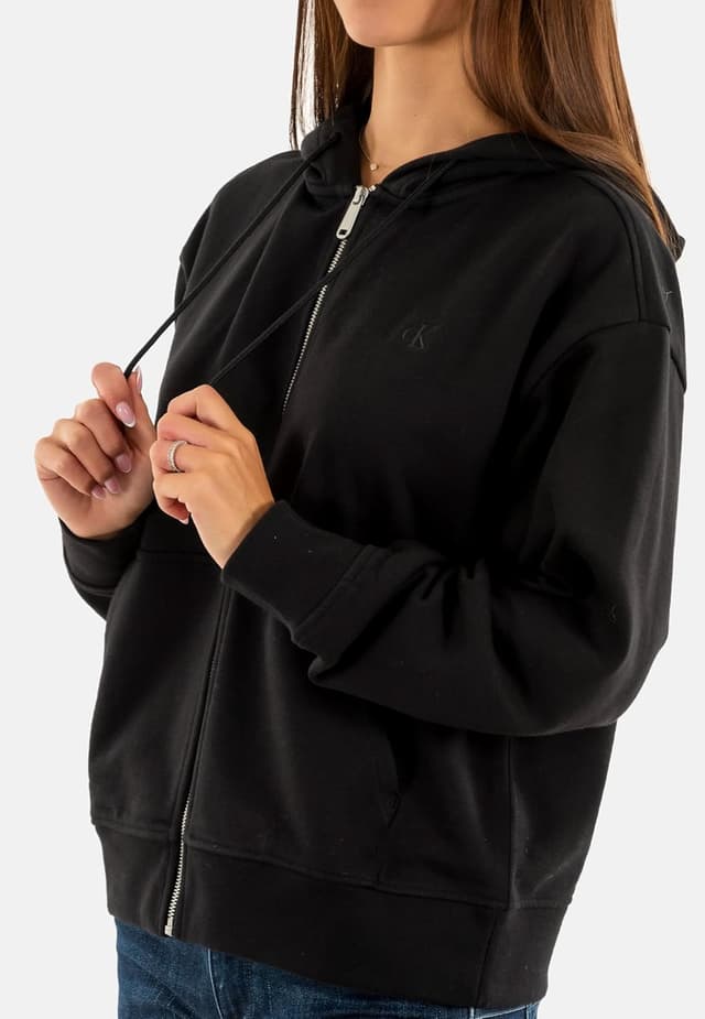 Detalle de Calvin Klein Donna Felpa con zip e cappuccio Archive Logo French Terry