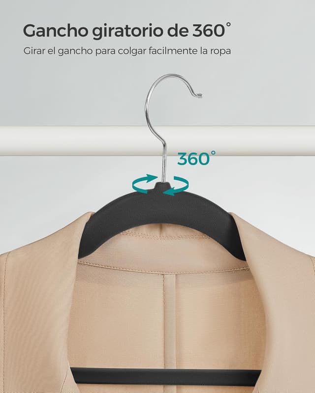 Thumbnail 6 de SONGMICS Percha de Terciopelo 20u Antideslizantes 360º