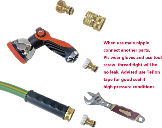 Detalle de HQMPC Solid Brass 3/4" GHT Garden Hose Quick Connect Set (2 Sets, 2 Female + 2 Male)
