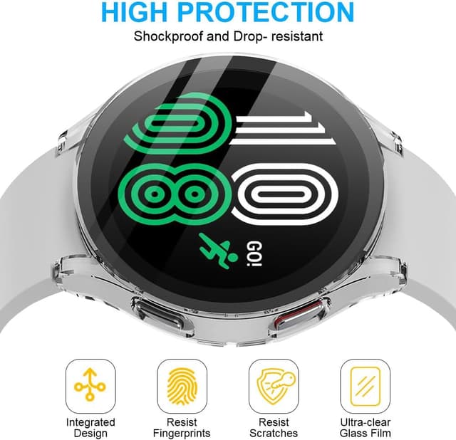 Detalle 1 de OFFCUP Screen Protector Case (2pcs) for Samsung Galaxy Watch 4, 40mm – clear tempered glass bumper cover