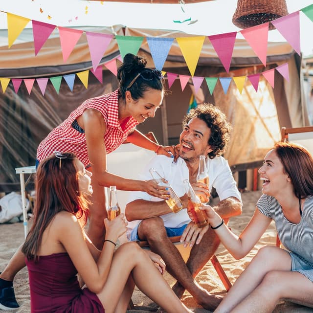 Detalle 1 de Wimpelkette Outdoor 5er Set Regenbogen 3,5 m