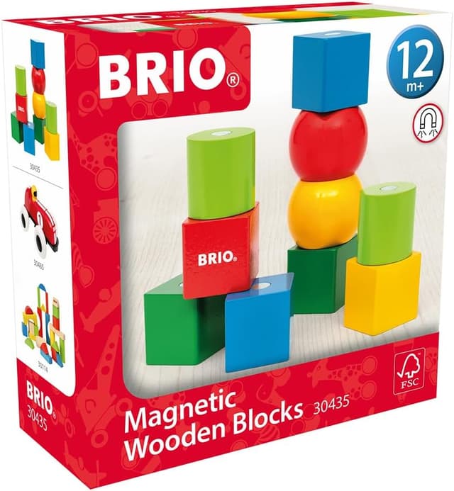 Detalle de BRIO 30435 Magnetische Holzbausteine – magnetisches Steck- und Stapelspiel für Kinder ab 12 Monaten