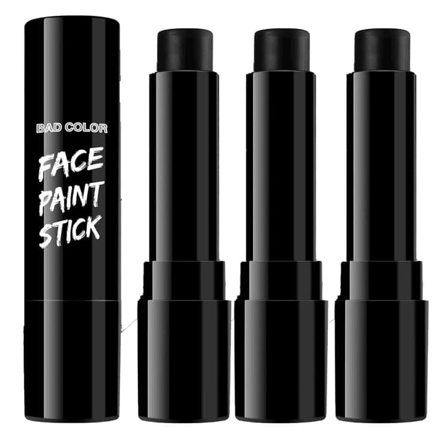 Detalle de BADCOLOR 3PCS Black Face Body Paint Stick Set for Adults — oil-based, non-toxic black eye & face paint for Halloween and sports