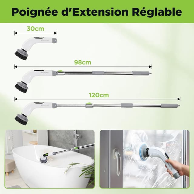 Thumbnail 6 de WORKPRO Brosse nettoyante rotative IPX6 ⚙