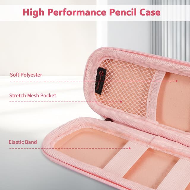 Detalle 2 de FINPAC Federmäppchen aus Hart-EVA (klein) – stoßfeste Stiftetasche für Büro, Schule & unterwegs, glitzerndes Rosa