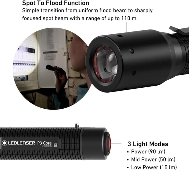 Detalle 2 de Ledlenser P3 Core 90 Lumen Taschenlampe 🔦