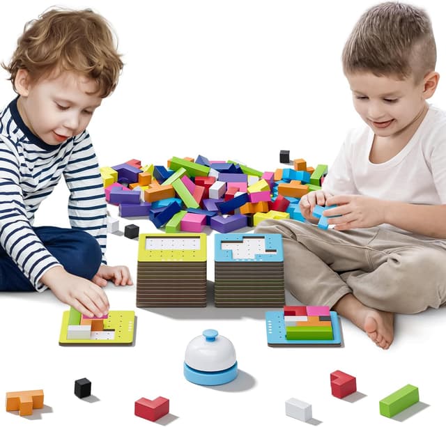 Thumbnail 6 de QianShouYan Wooden Block Stacking Games (120-Piece) 4-in-1 Fast-Paced Building Block Board Game for Kids 4+ (1–6 Players)