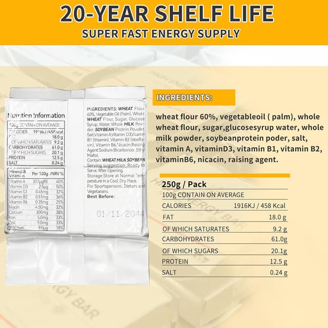 Detalle 2 de Emergency Food Ration Bars 20 Jahre 🥫