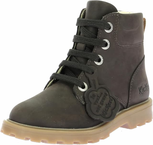 Detalle de Kickers Mixte Enfant Bluck Bottine en cuir, lacets et zip