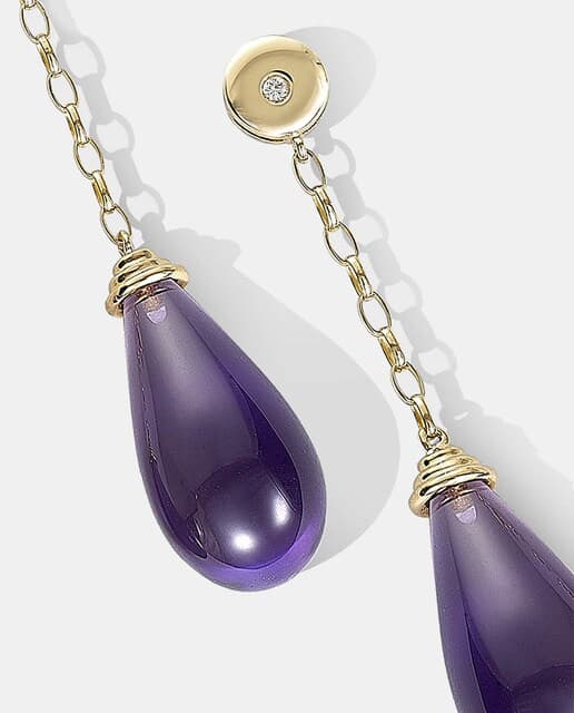 Thumbnail 1 de MIO Pendientes Oro 18K con Diamantes y Amatista 📿