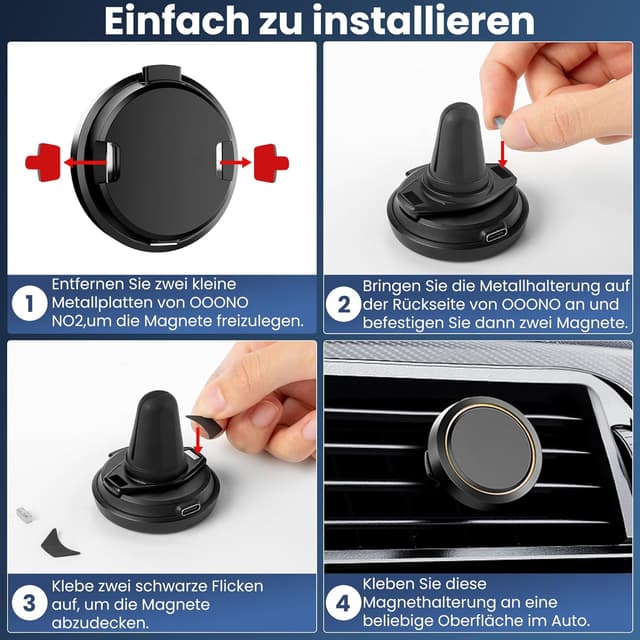 Detalle de DESELL ooono 2 Halterung – magnetische Auto-Lüftungsgitterhalterung für OOONO CO-Driver NO2