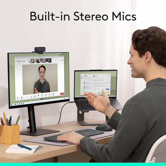 Detalle 2 de Logitech C920S HD Pro Webcam (Full HD 1080p/30fps) with Clear Stereo Audio & Privacy Shutter