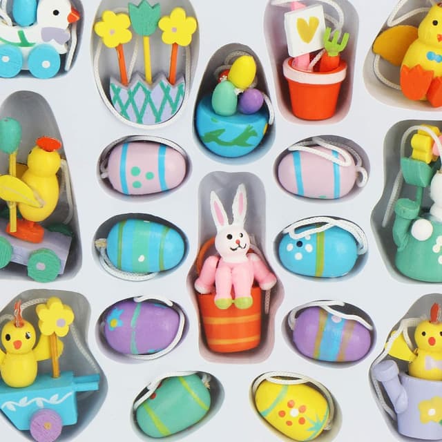 Thumbnail 5 de COM-FOUR 18x Figurines en bois Pâques 🐣