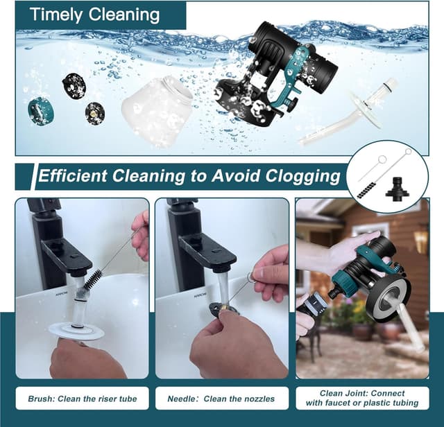 Detalle 2 de GLORITY Pistolet à Peinture HVLP 700W (1200 ml) : pulvérisateur électrique à débit réglable, 4 buses et 3 modes