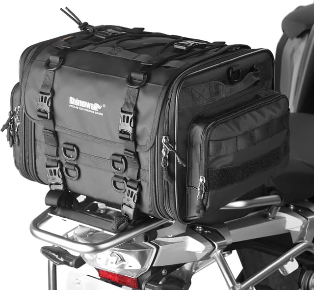 Detalle de Rhinowalk Expandable Motorcycle Tail Bag 45L 🏍