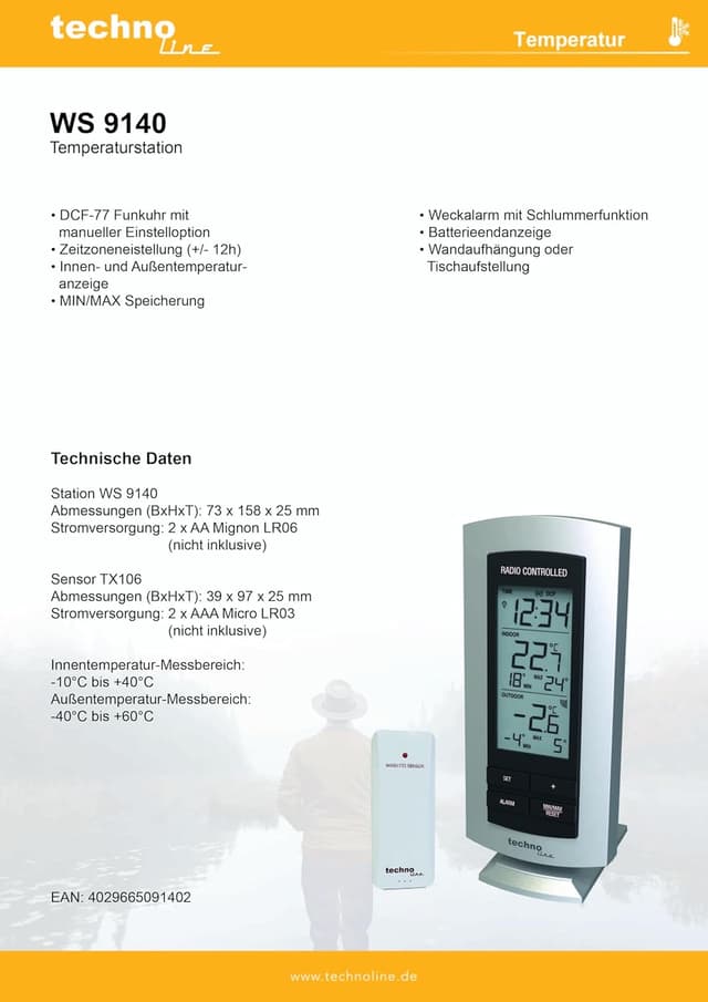 Thumbnail 2 de techno line WS 9140 Stazione meteo 7,3 cm 📡