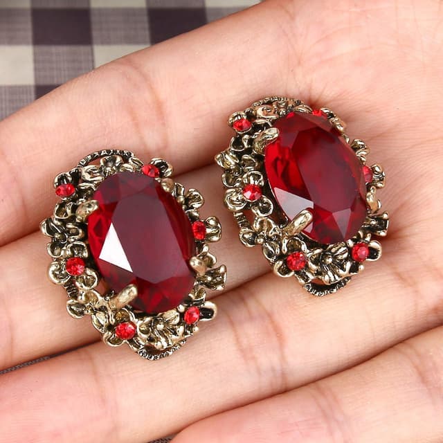 Detalle de Boucles d’oreilles Clearine Femme Victorian Style Cristal floral cameo inspiré oval