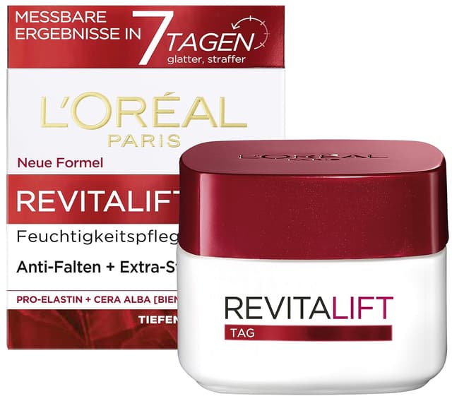 Detalle de L’Oréal Paris Revitalift Tagespflege Anti-Aging mit Pro-Elastin & Bienenwachs (Packung mit 2) – 50 ml
