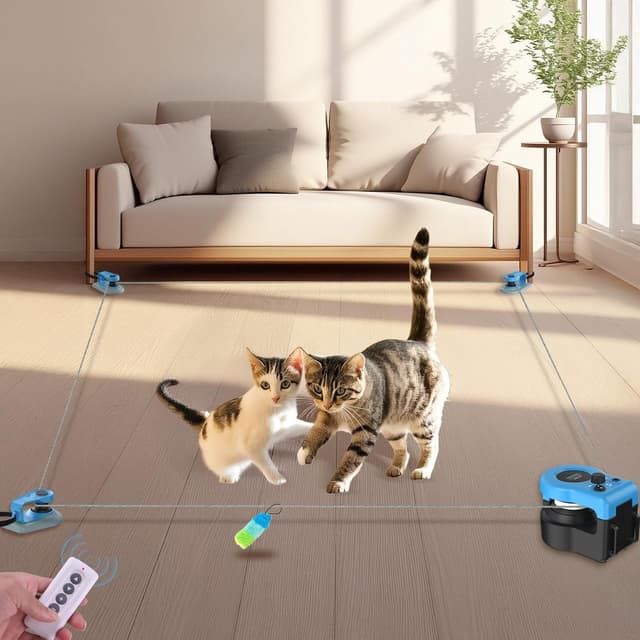 Detalle de ITSHINY Elektrisches Katzenspielzeug mit anpassbaren Laufwegen (Auto- & manueller Modus, USB-wiederaufladbar)