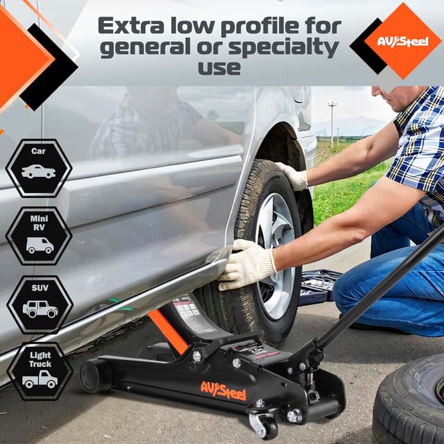 Thumbnail 5 de AV Steel Floor Jack 2.5 Ton Low Profile, 3.4–14.6" range 🛠