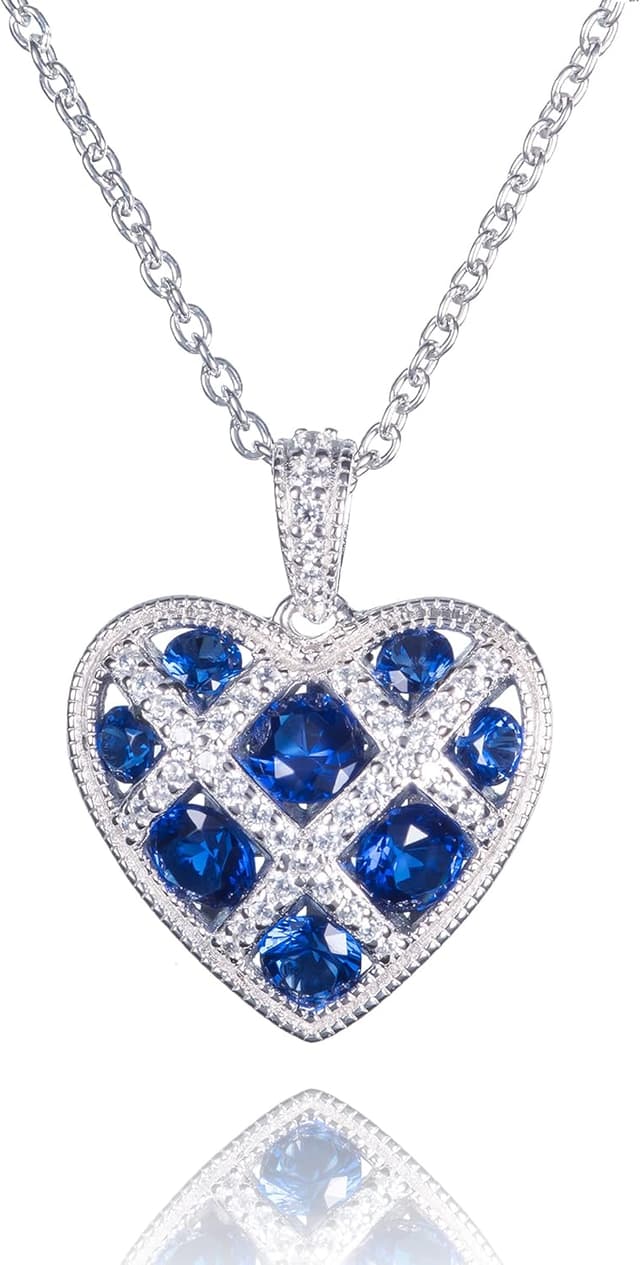 Thumbnail 6 de Namana Collier Cœur en damier pour femme en argent 925, pierres couleur et zircons