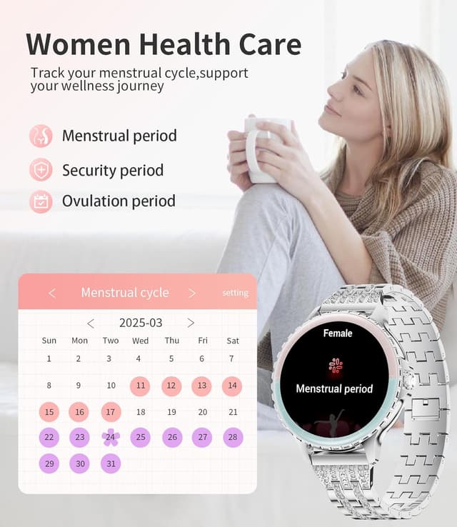 Detalle 2 de LIGE Smart Watch Women Phone Call 1.27" HD Round ❤? Wait.