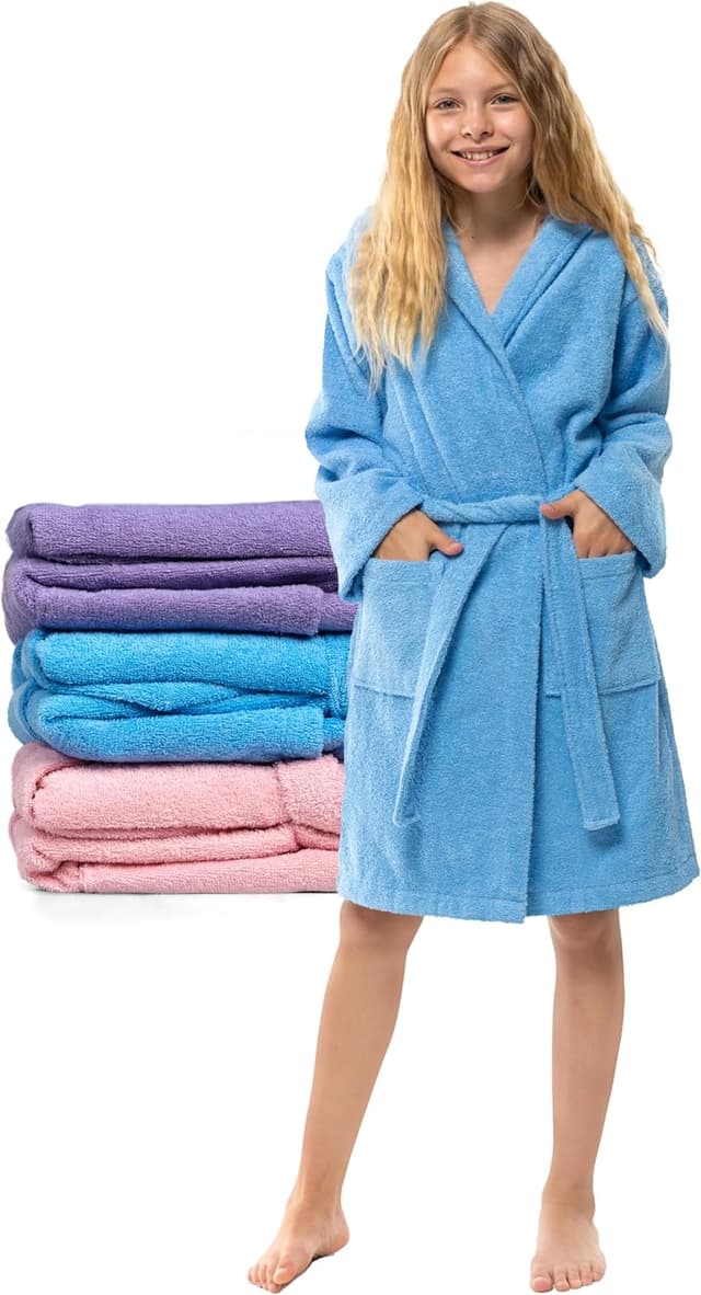 Thumbnail 6 de Twinzen Bademantel für Kinder & Teenager mit Kapuze aus 100% Baumwolle (Frottee) – Oeko-Tex