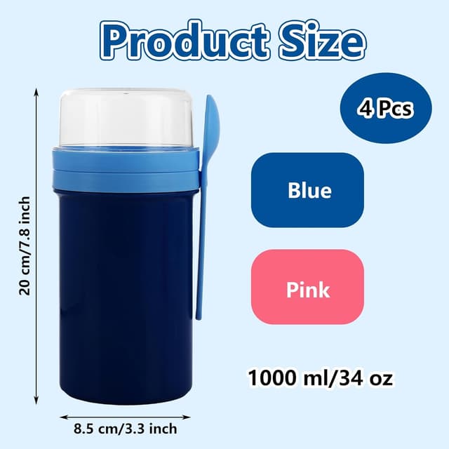 Thumbnail 1 de ZOFUN 4 Pcs Cereal Cup 1000 ml 🍶