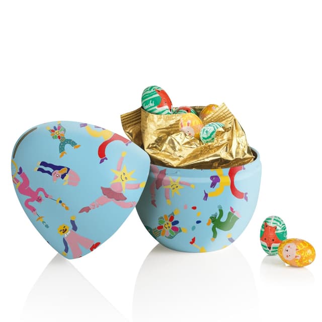 Detalle de Venchi Spardose mit 9 Schokoladeneiern (100 g) – Milchcreme & „Piemont-Haselnüss“, glutenfrei