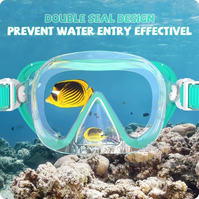 Detalle de RIOROO Kinder-Tauchbrille mit 180° Panorama, Nasenabdeckung und Anti-Beschlag (6–16 Jahre)