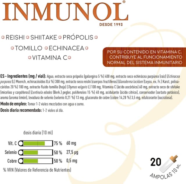 Thumbnail 5 de INMUNOL 20 viales Inmunidad diaria 60 mg