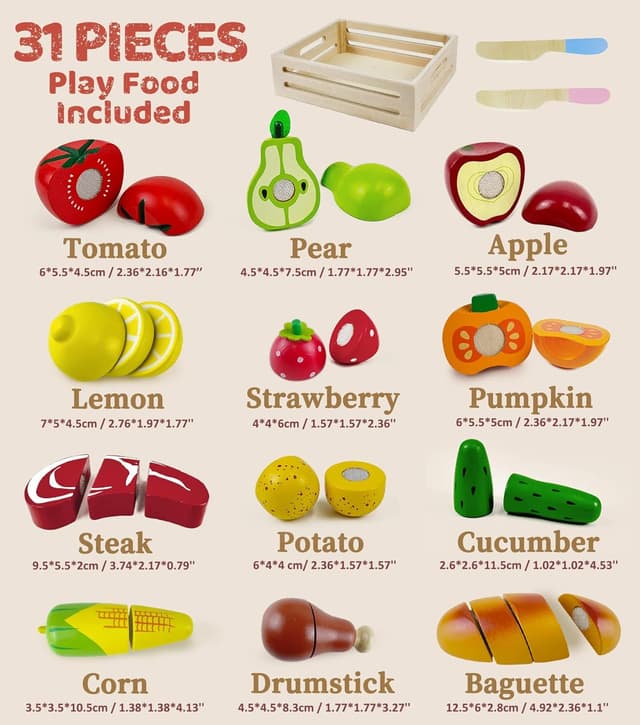 Detalle 2 de Beberolen Kinderküche Zubehör aus Holz: Holz-Schneideset mit Klettverbindung