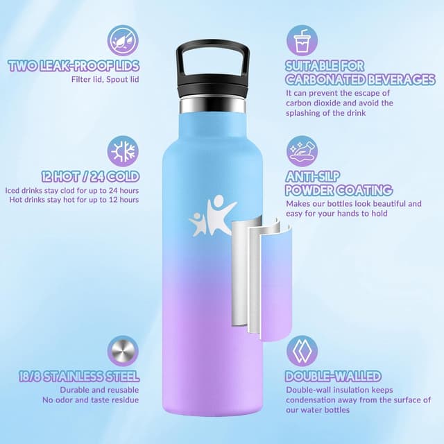 Thumbnail 2 de HoneyHolly Botella Agua 500ml Niños y Adultos Sin BPA 💧