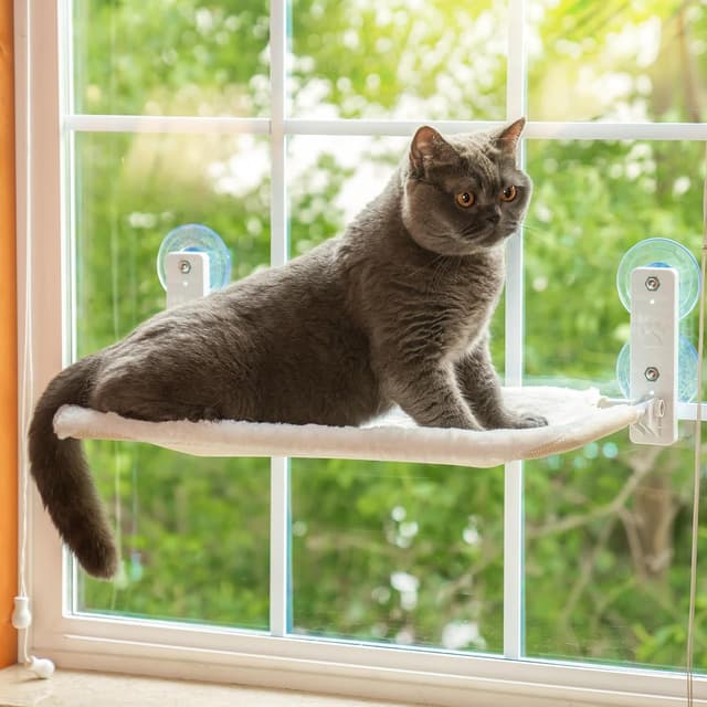 Detalle de Cat Window Hammock Bed foldable window perch (54x30cm) with suction cups up to 18kg