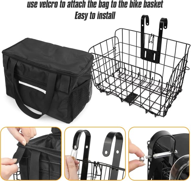 Detalle 2 de Spesh faltbarer Fahrradkorb vorne mit Nylon-Innensack, Drahtgeflecht und Tragfähigkeit bis 20 kg