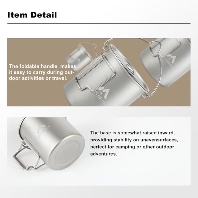 Thumbnail 3 de THTYBROS Titanium 750ml Camping Pot with Spork 🍲