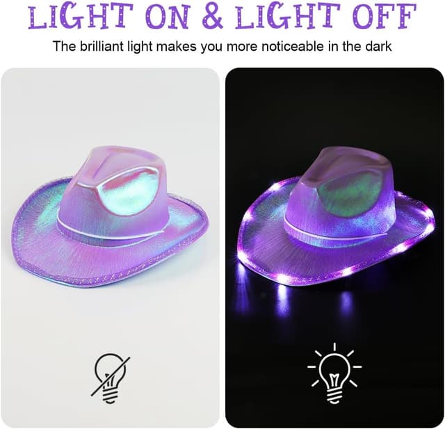 Detalle de Aomig CowboyHut Set für Damen & Herren mit Westernhut, Sonnenbrille und Bandana (Fashion, Western, Party-Accessoire)