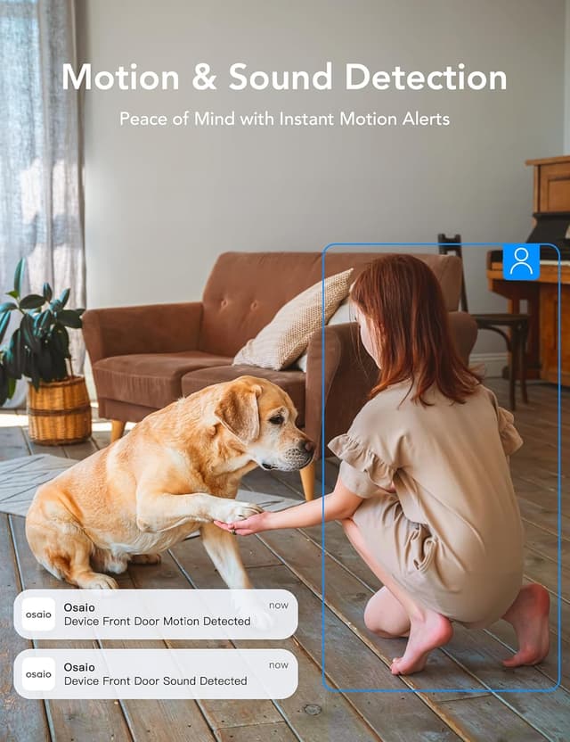 Detalle de GNCC 2K 3MP Telecamera WiFi interna con visione notturna, rilevamento movimento e citofono bidirezionale (kit 2)