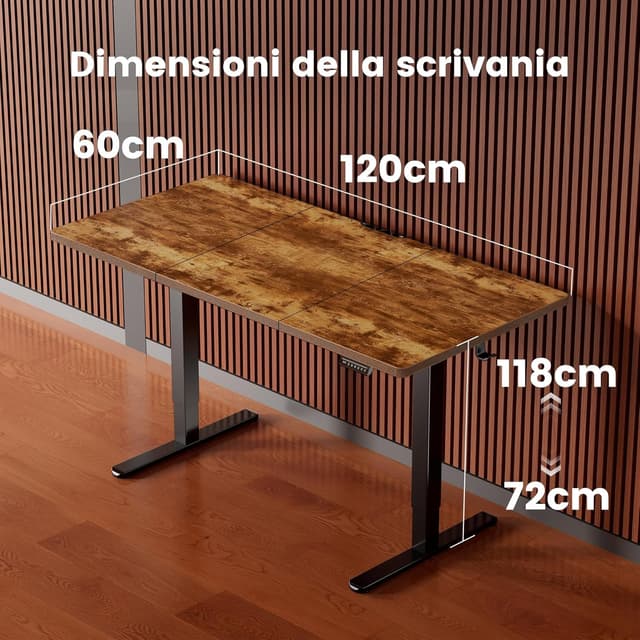 Detalle de ErGear scrivania regolabile in altezza sit-stand con pannello smart a 4 memorie e piano 120 x 60 cm