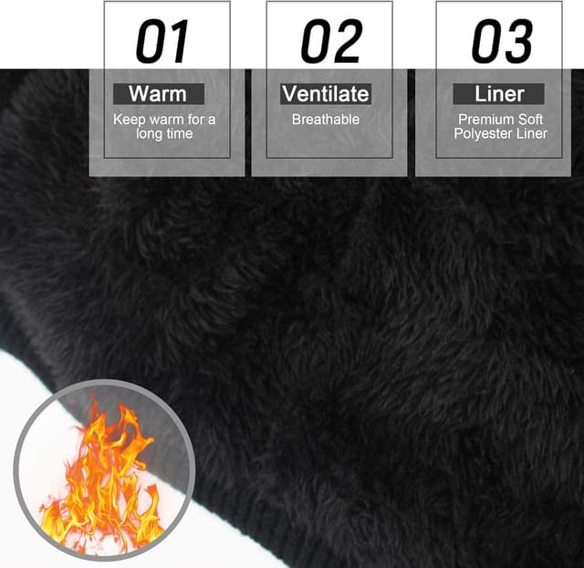 Detalle de Svpro beheizte Beanie mit 7,4V Li‑Polymer Akku (bis zu 3–7 Stunden) und 3 Heizstufen