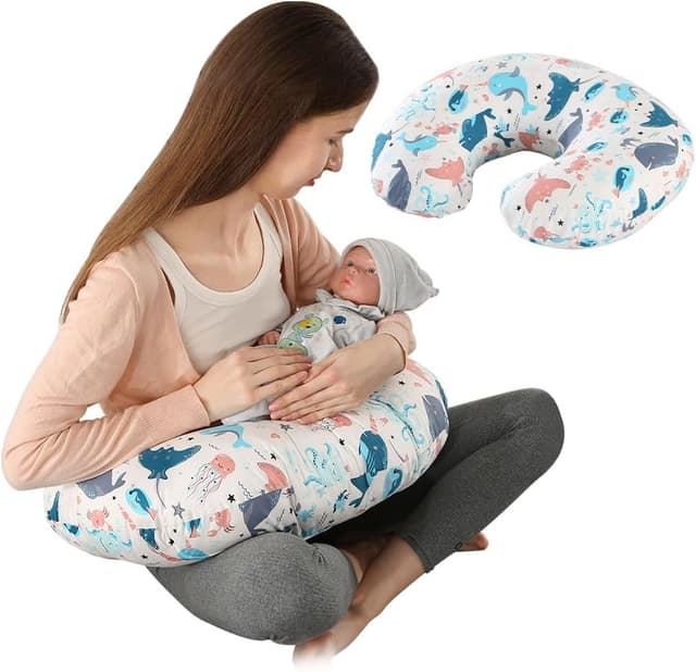 Detalle de Labtec Petit coussin d’allaitement bébé : coussin et oreiller d’allaitement déhoussable pour biberon et temps sur le ventre