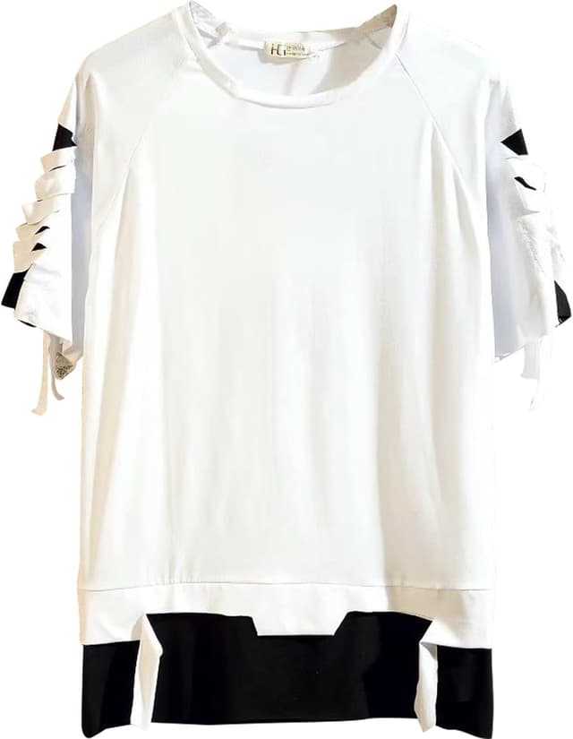 Detalle de T-Shirt Basic aus Baumwolle Patchwork, Rundhals