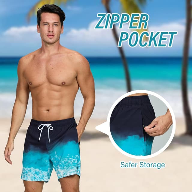 Detalle de Vorvowry Costume Uomo da Mare con calzoncini impermeabili e asciugatura rapida, boxer con tasca e slip sfumato