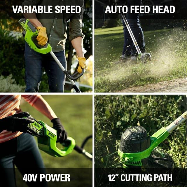 Thumbnail 4 de Greenworks G40LT Battery Lawn Trimmer & G40LM35 Mower 2-in-1