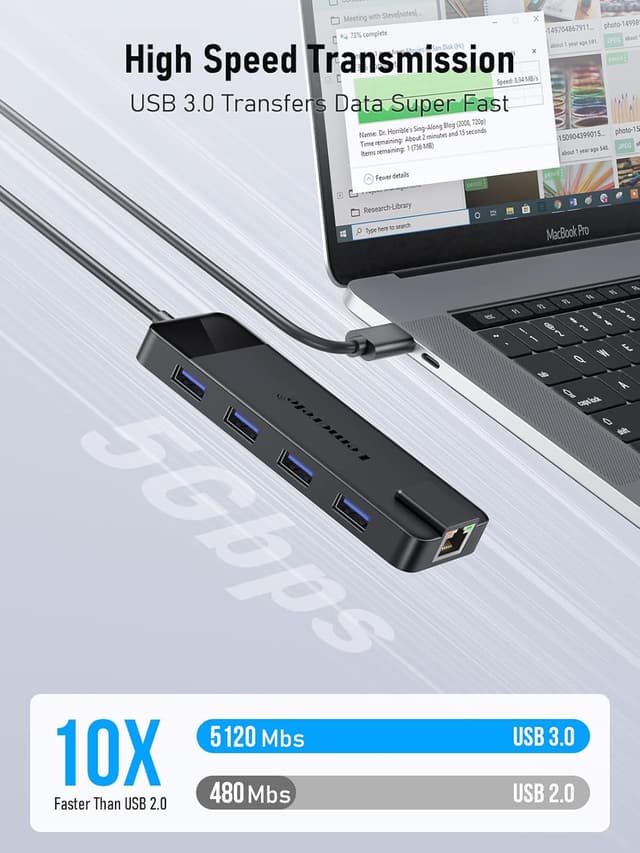 Detalle de Lemorele USB-C Dockingstation 10-in-1 (2025 Upgrade) mit Gigabit-Ethernet, 4K-HDMI und 100 W PD