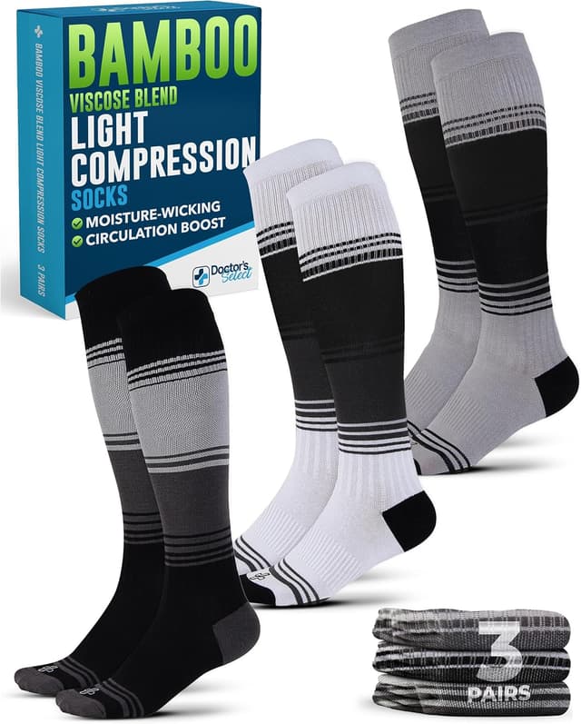 Thumbnail 6 de Doctor’s Select Bamboo Viscose Light Compression Socks (8–15 mmHg) — Knee High, 3 Pairs