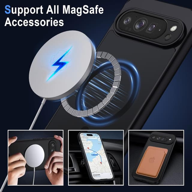 Detalle 2 de XTCASE Coque magnétique pour Google Pixel 9 Pro XL compatible MagSafe – dos translucide mat, noir